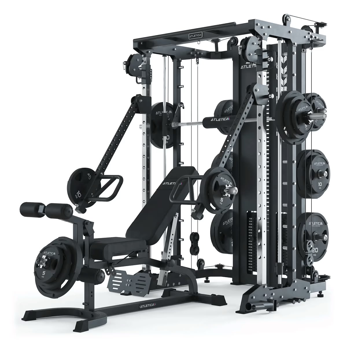 Cable Rack Atletica con doppia pulley, bilanciere e panca